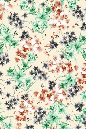 浅底 手绘 花印花华亿平台图片