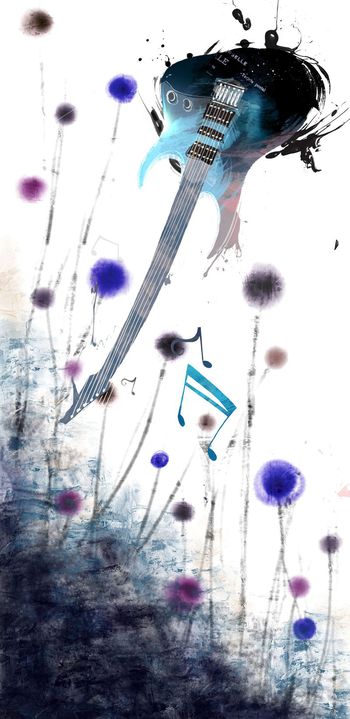 吉他油画印花华亿平台图片