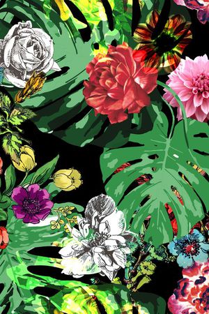 花卉 棕榈叶印花华亿平台图片