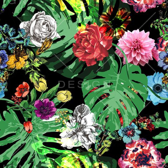 花卉 棕榈叶印花华亿平台图片