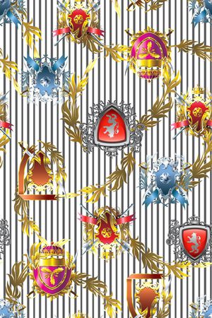 纹样组合印花华亿平台图片