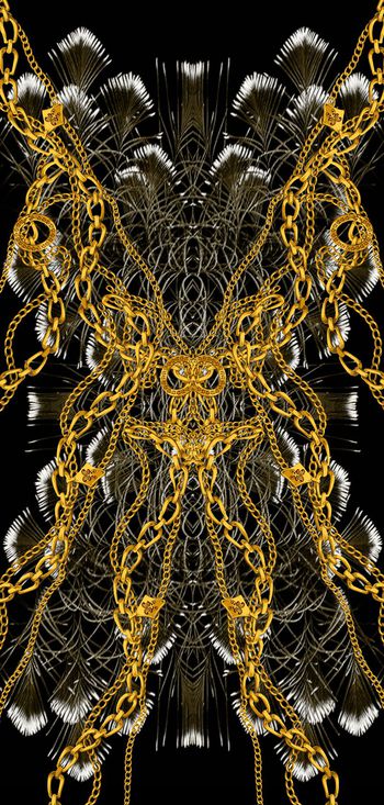 375232-蝴蝶造型链条羽毛组合