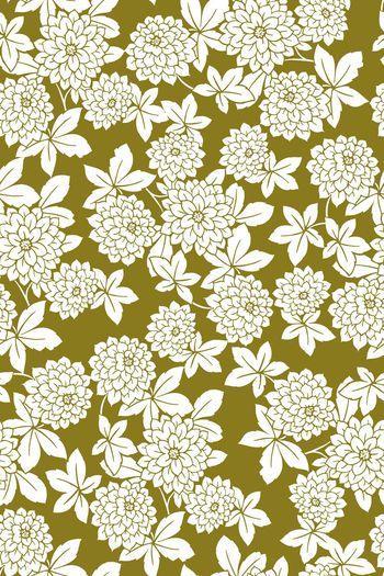 375243-写意黑白传统花卉矢车菊提花华亿平台