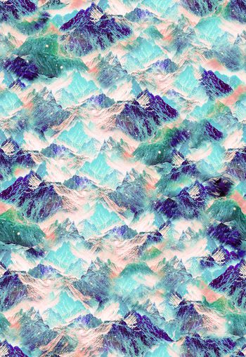 375483-WT315雪景雪山景观单向排印花花