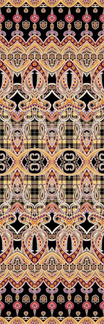 375740-民族风佩兹利腰果格子布