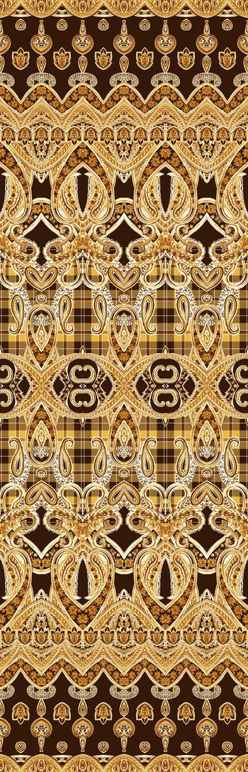 375741-民族风佩兹利腰果格子布