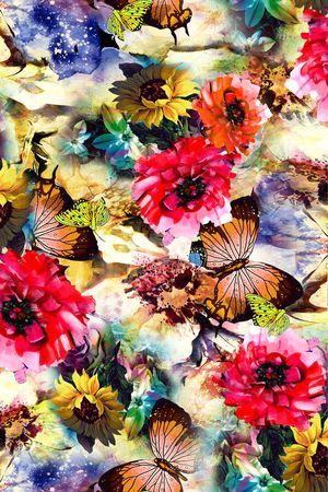 蝴蝶印花华亿平台图片