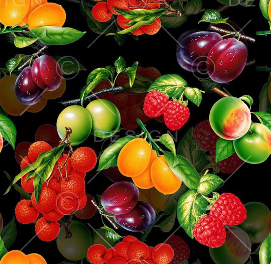 桃子 荔枝 草莓 柠檬印花华亿平台图片