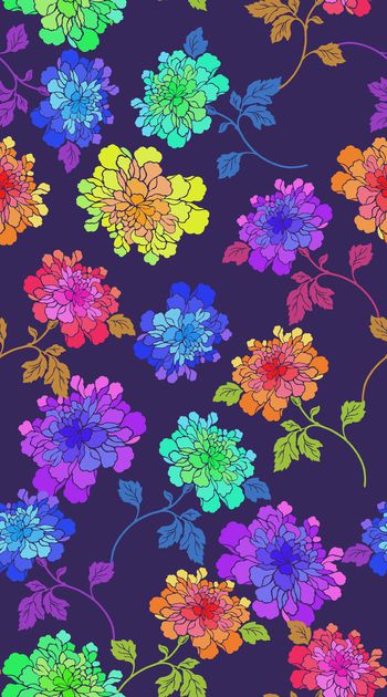 375936-手绘彩色古典花卉家纺床品抱枕华亿平台