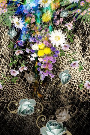 动物纹 定位 花卉印花华亿平台图片