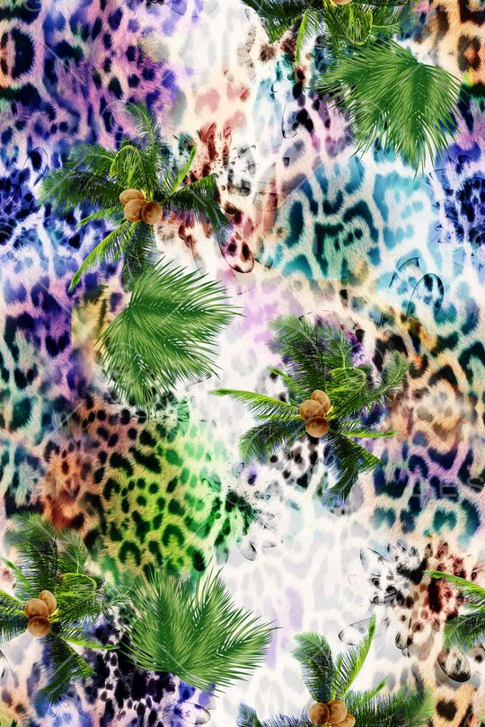 数码 豹纹棕榈印花华亿平台图片