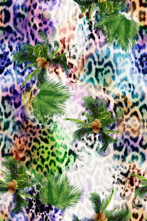 数码 豹纹棕榈印花华亿平台图片