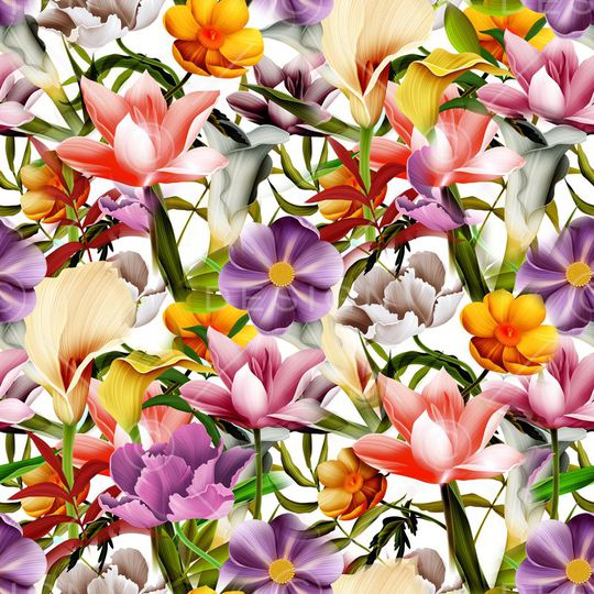 手绘 立体 逼真 花朵印花华亿平台图片