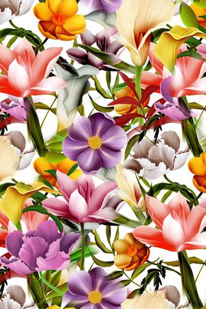 手绘 立体 逼真 花朵印花华亿平台图片