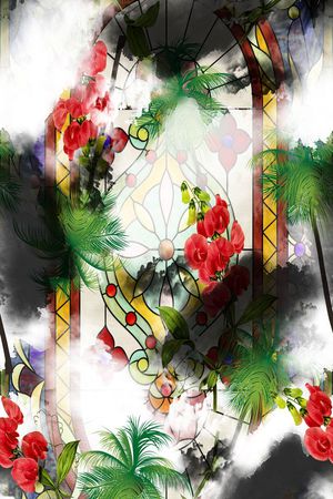 热带植物印花华亿平台图片