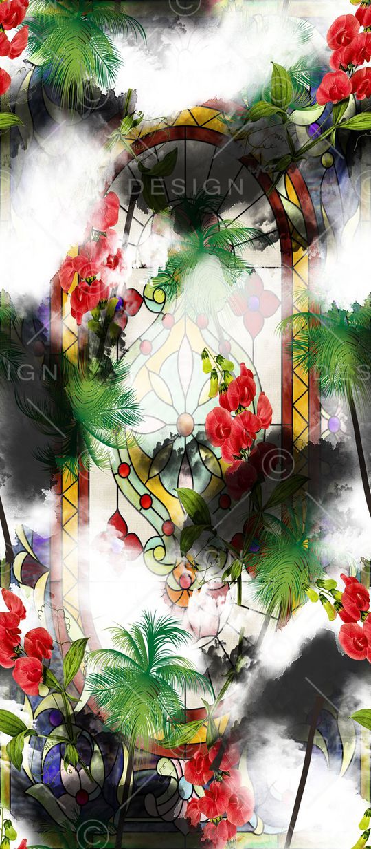 热带植物印花华亿平台图片