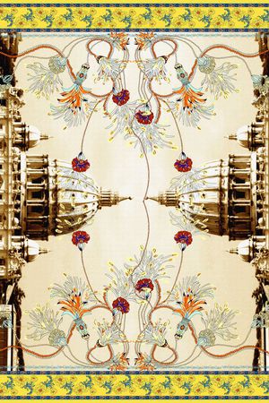 建筑花卉印花华亿平台图片