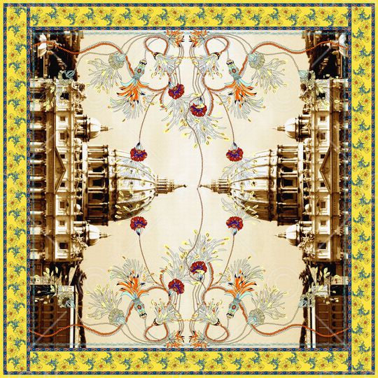 建筑花卉印花华亿平台图片