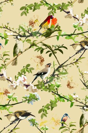 花卉 鸟印花华亿平台图片