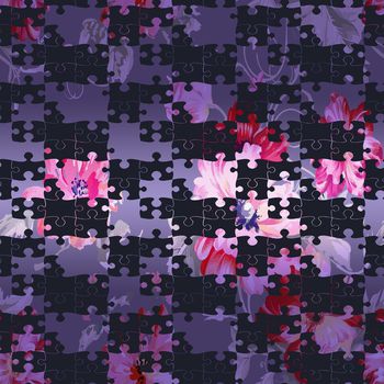 花卉 拼图印花华亿平台图片