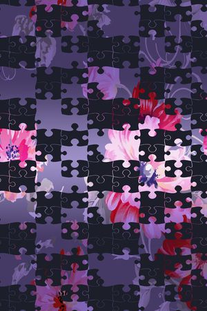 花卉 拼图印花华亿平台图片