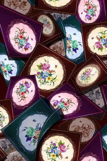 377074-悠然起舞立体方巾花卉