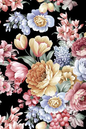 黑底大花印花华亿平台图片