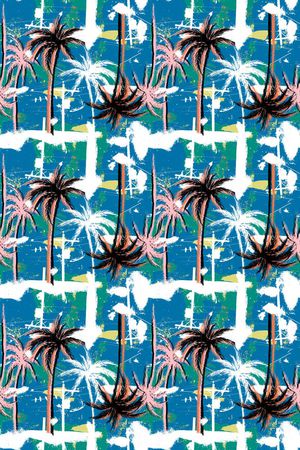 椰子树印花华亿平台图片