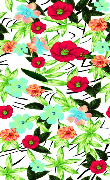 叶子 花卉印花华亿平台图片