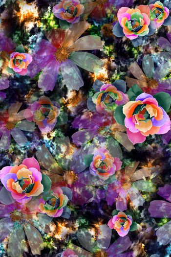 377815-七彩玫瑰花 印花