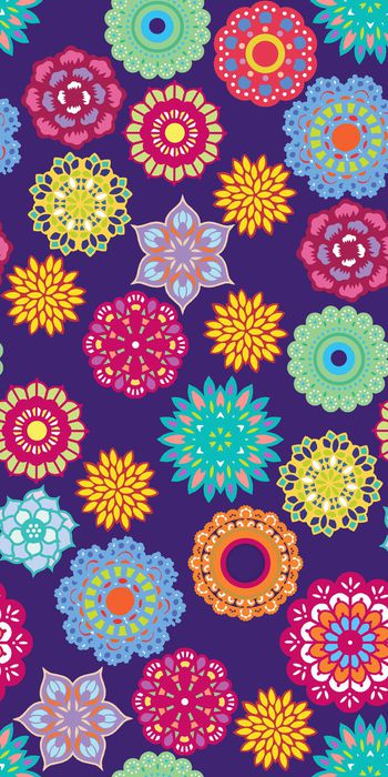 377919-民族风多彩圆形几何图形抽象花朵