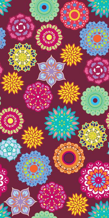 377920-民族风多彩圆形几何图形抽象花朵