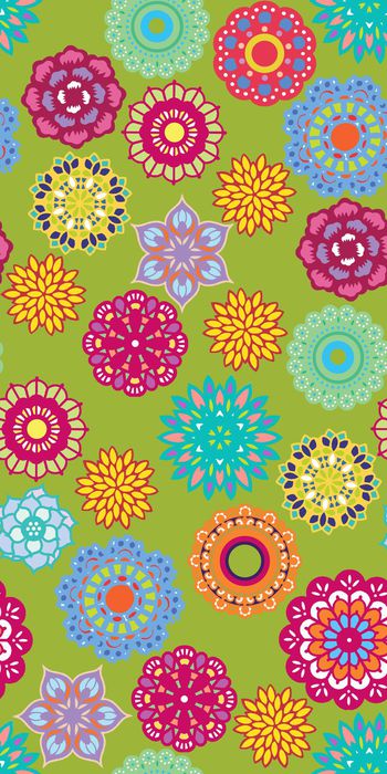 377921-民族风多彩圆形几何图形抽象花朵