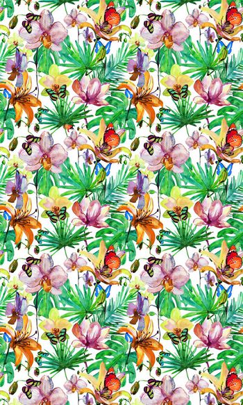 时尚水彩花卉印花华亿平台图片