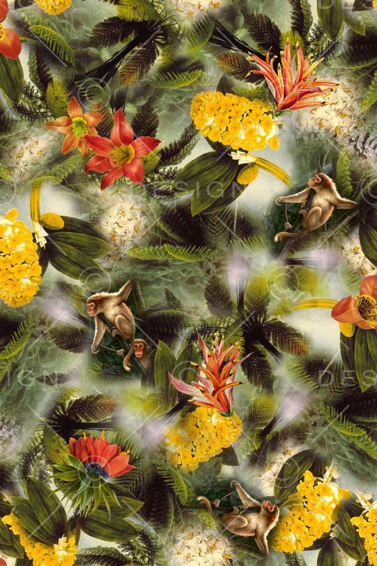 热带树叶印花华亿平台图片