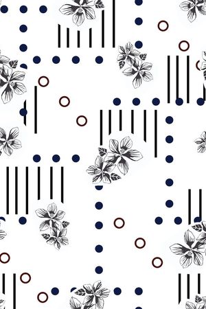 男装线条几何花卉印花华亿平台图片