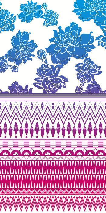 378302-民族风部落风黑白花卉组合图案-拼1