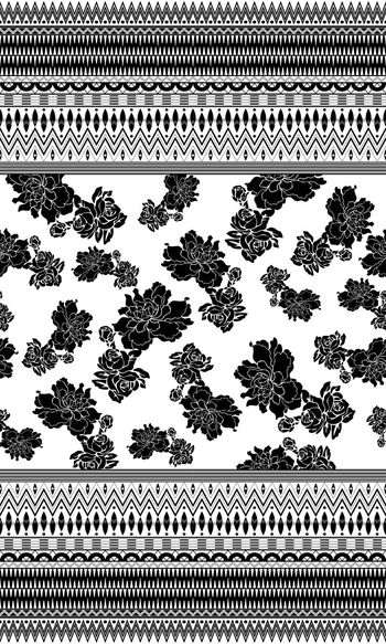 378303-民族风部落风黑白花卉组合图案-拼1