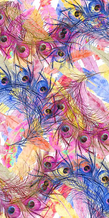 378306-水彩羽毛组合拼150X90