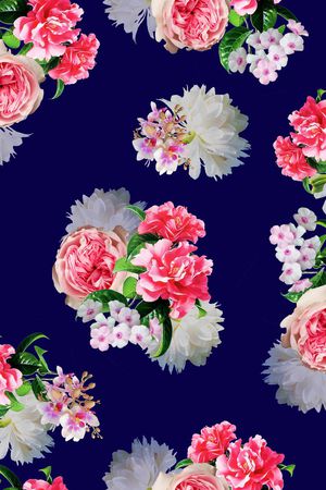 花卉组合印花华亿平台图片