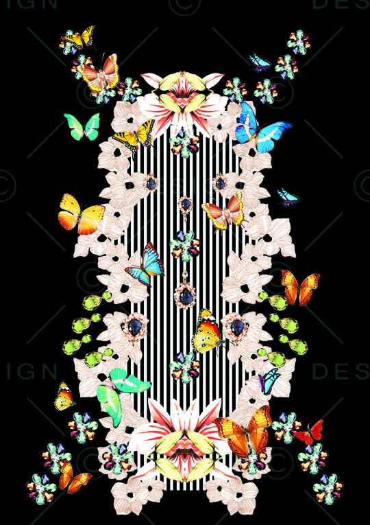 蝴蝶印花华亿平台图片