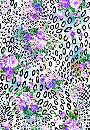 378351-几何圆点圆环抽象豹点艺术花卉组合