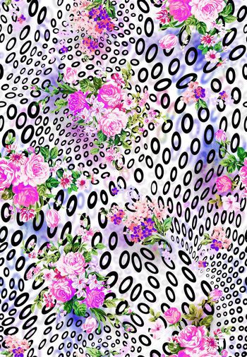 378352-几何圆点圆环抽象豹点艺术花卉组合