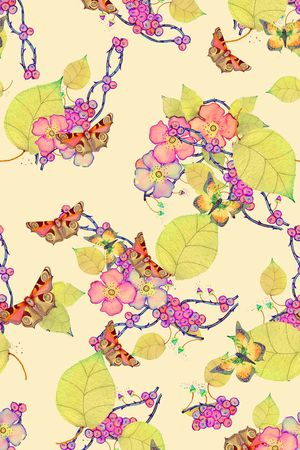 宫廷复古手绘水彩花卉印花华亿平台图片