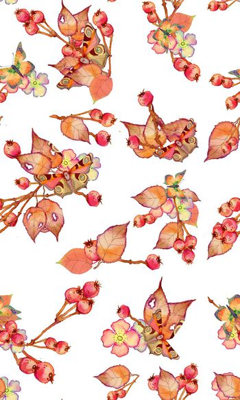 宫廷复古手绘水彩花卉印花华亿平台图片