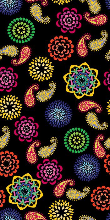 378723-民族风手绘圆形图案佩斯利火腿纹腰果