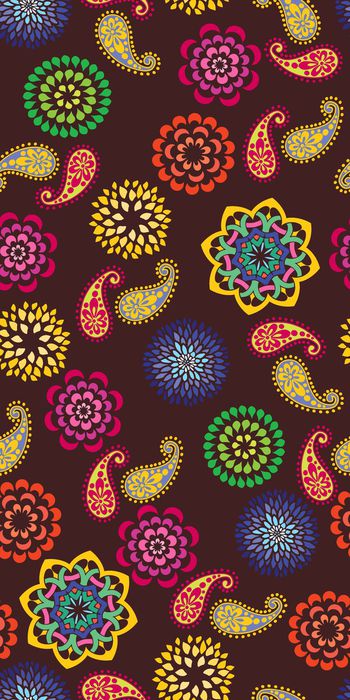 378724-民族风手绘圆形图案佩斯利火腿纹腰果