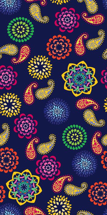 378725-民族风手绘圆形图案佩斯利火腿纹腰果