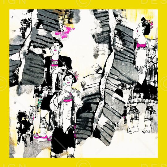 抽象人物印花华亿平台图片