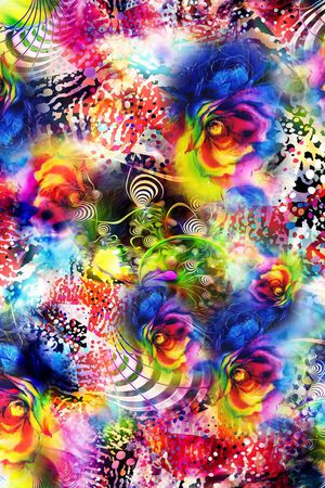 抽象花卉印花华亿平台图片